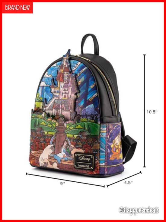 Belle Castle Mini Backpack Faux Leather Adjustable Straps Licensed Disney
